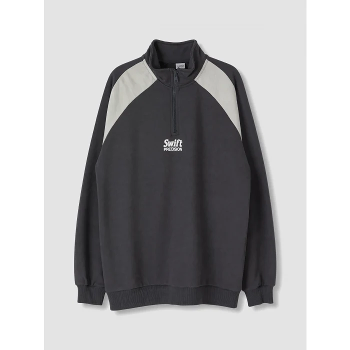 LCW Kids Antrasit Dik Yaka Baskılı Erkek Çocuk Sweatshirt