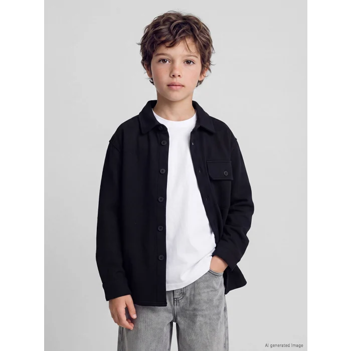 LCW Kids Siyah Erkek Çocuk Gömlek Ceket