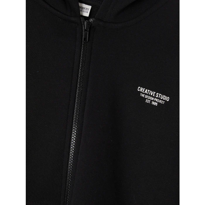 LCW Kids Siyah Kalın Erkek Çocuk Fermuarlı Sweatshirt