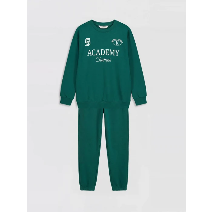 LCW Kids Yeşil Baskılı Erkek Çocuk Eşofman Takımı