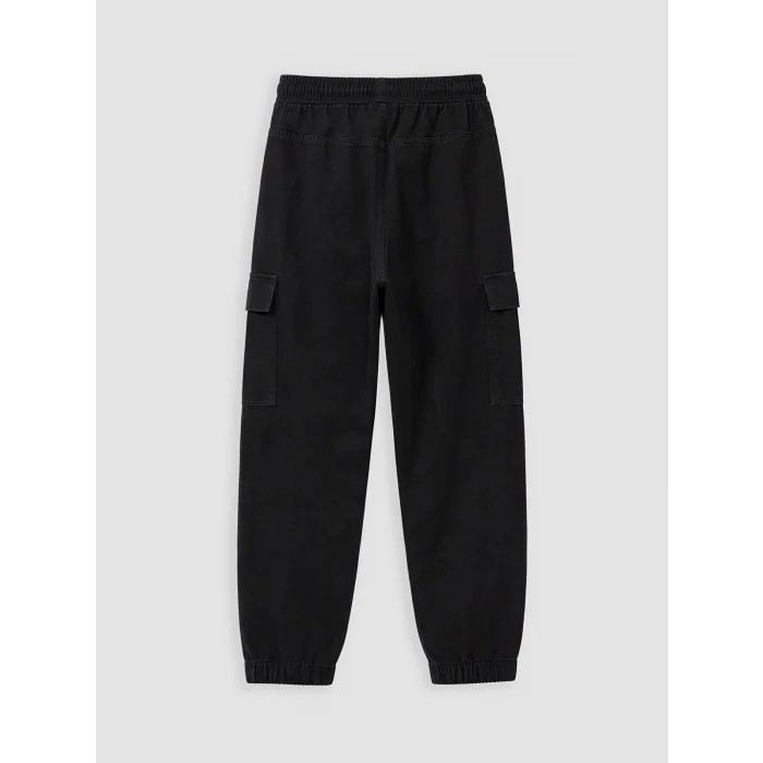 LCW Kids Siyah Erkek Çocuk Beli Lastikli Jogger Kargo Pantolon