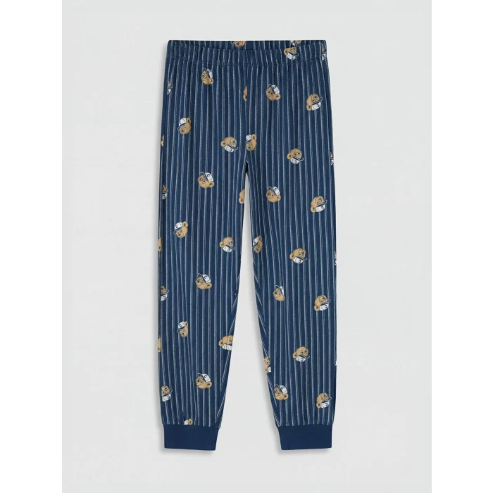 LCW Kids Ekru Bisiklet Yaka Erkek Çocuk Pijama Takımı