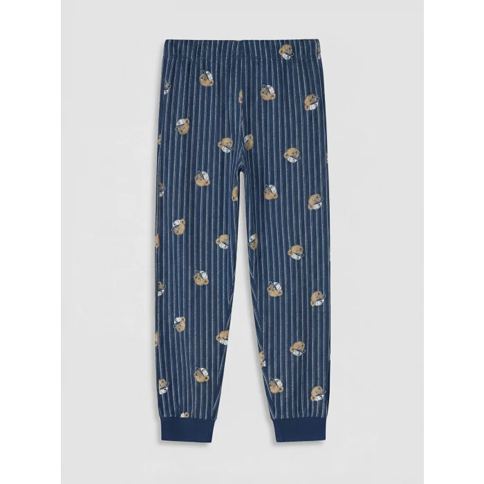 LCW Kids Ekru Bisiklet Yaka Erkek Çocuk Pijama Takımı