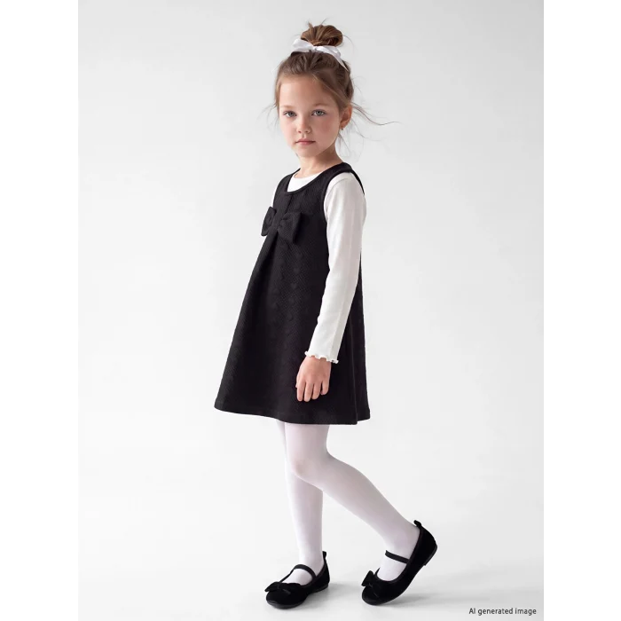 LCW Kids Siyah Fiyonklu Kız Çocuk Elbise Takımı