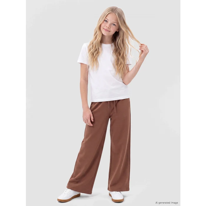 LCW Kids Kahverengi Geniş Paça Kız Çocuk Eşofman Altı
