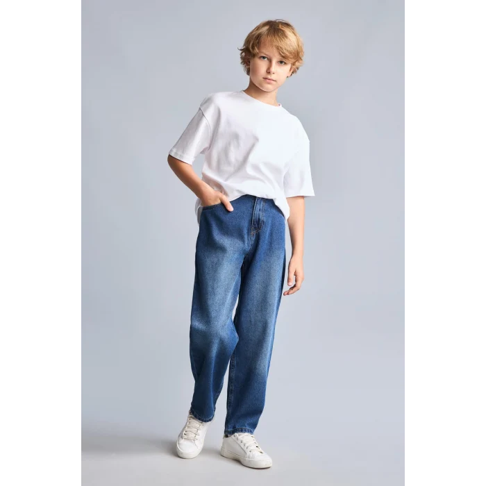 Defacto H8871A8NM35 DENIM %100 Pamuk Balloon Fıt Jean Mavi Pantolon Erkek Çocuk