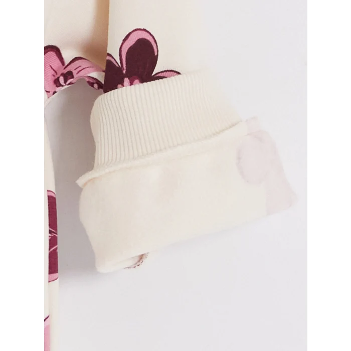 LCW Kids Bordo Bisiklet Yaka Baskılı Kız Çocuk Takım