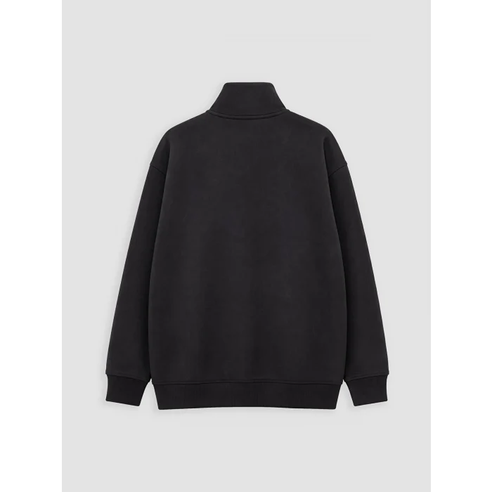 LCW Kids Siyah Dik Yaka Baskılı Erkek Çocuk Kalın Sweatshirt