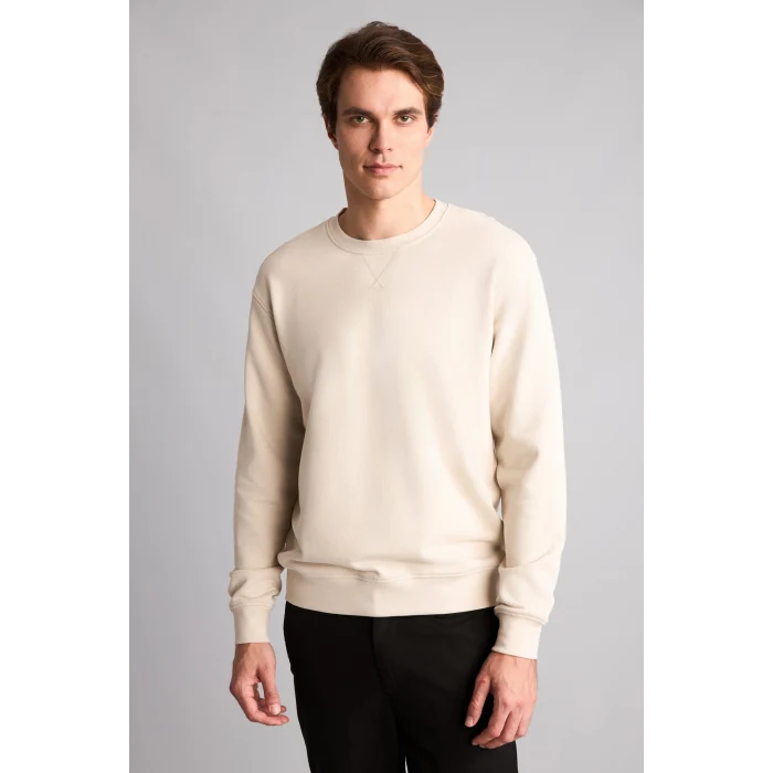 Defacto E8339AXER37 Ekru Pamuklu Regular Fit Basic Sweatshirt