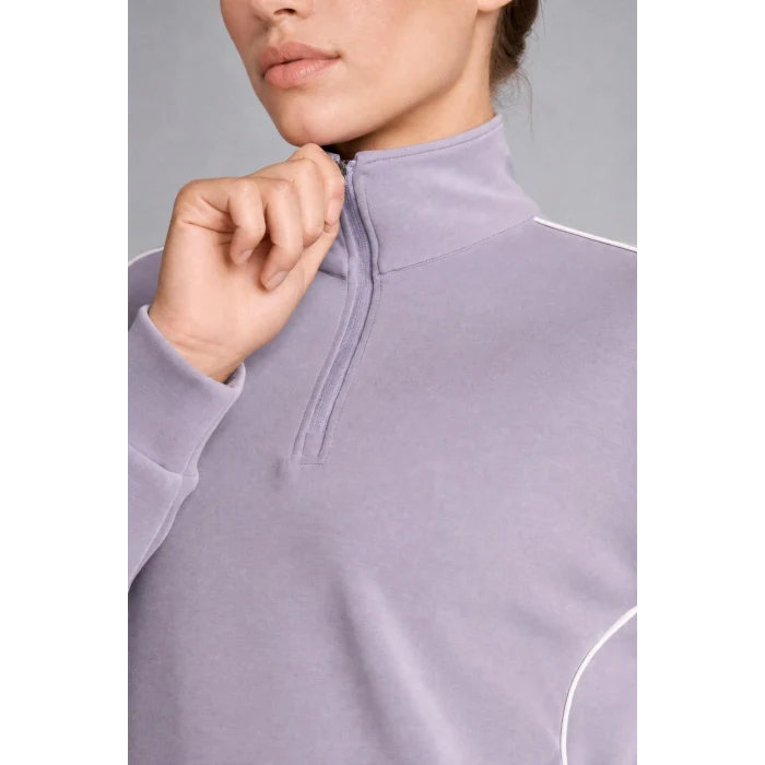 Defacto H4537AXPR522 Mor Ultra Yumuşak Standart Fit Yarım Fermuarlı Biyeli Dik Yaka Modal Sporcu Basic Sweatshirt