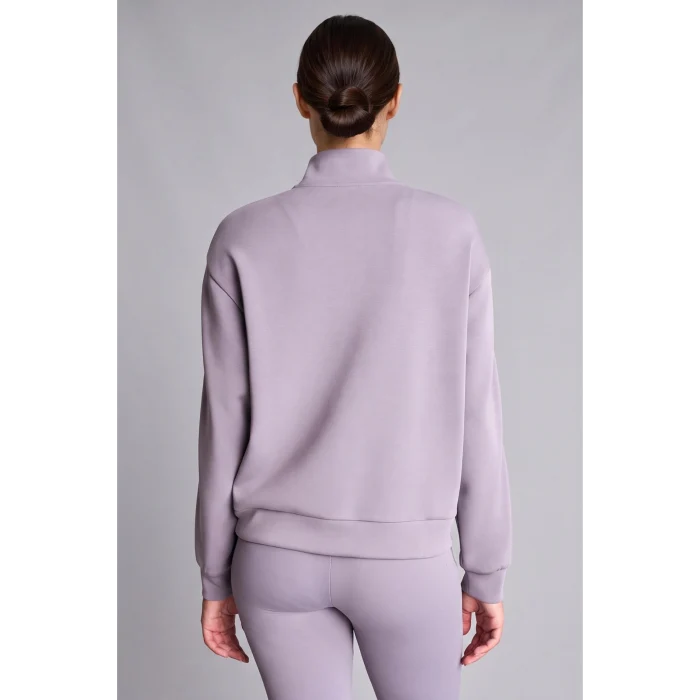 Defacto H4537AXPR522 Mor Ultra Yumuşak Standart Fit Yarım Fermuarlı Biyeli Dik Yaka Modal Sporcu Basic Sweatshirt