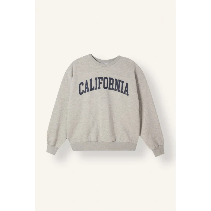 Defacto I6357AXGR110 Gri Oversize Bisiklet Yaka Baskılı Sweatshirt