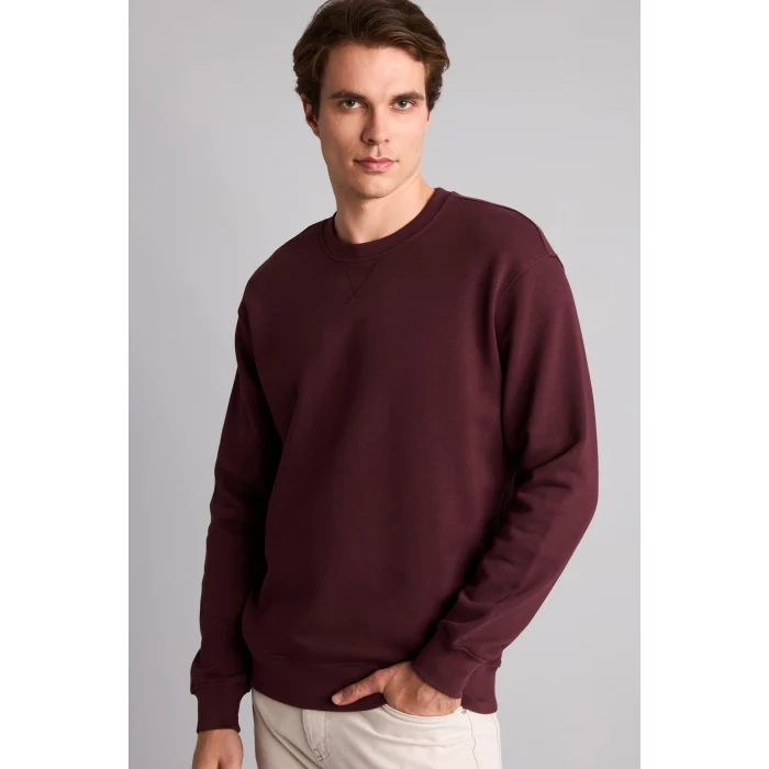 Defacto E8339AXBR464 Bordo Pamuklu Regular Fit Basic Sweatshirt