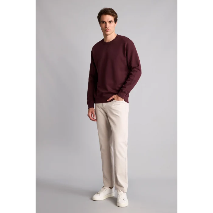 Defacto E8339AXBR464 Bordo Pamuklu Regular Fit Basic Sweatshirt