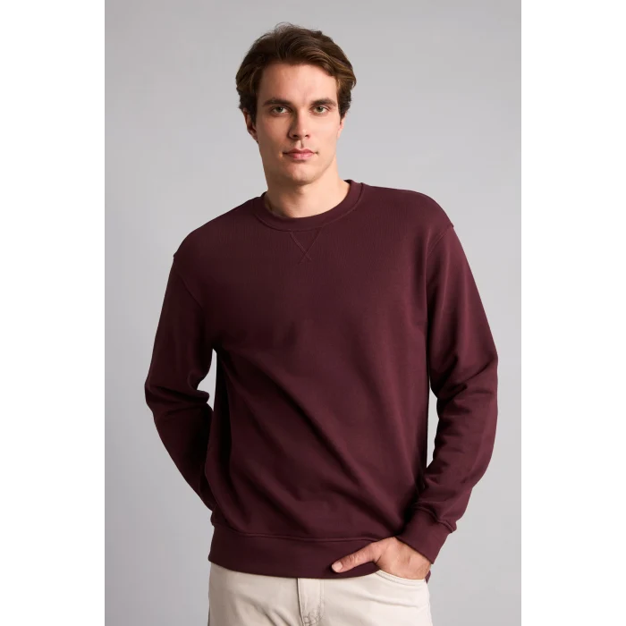 Defacto E8339AXBR464 Bordo Pamuklu Regular Fit Basic Sweatshirt