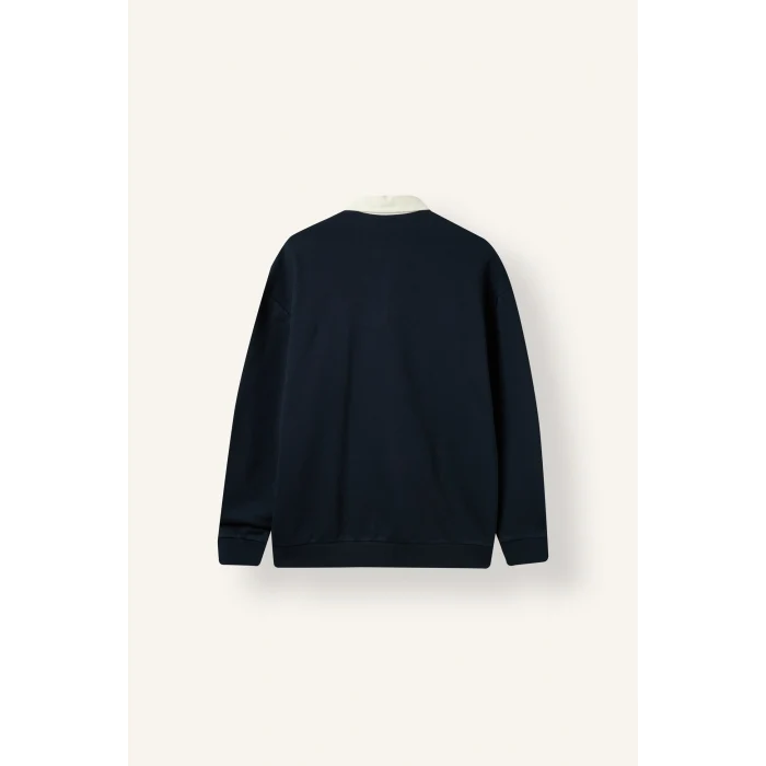 Defacto E6523AXNV146 Lacivert Boxy Fıt Polo Yaka Sweatshirt