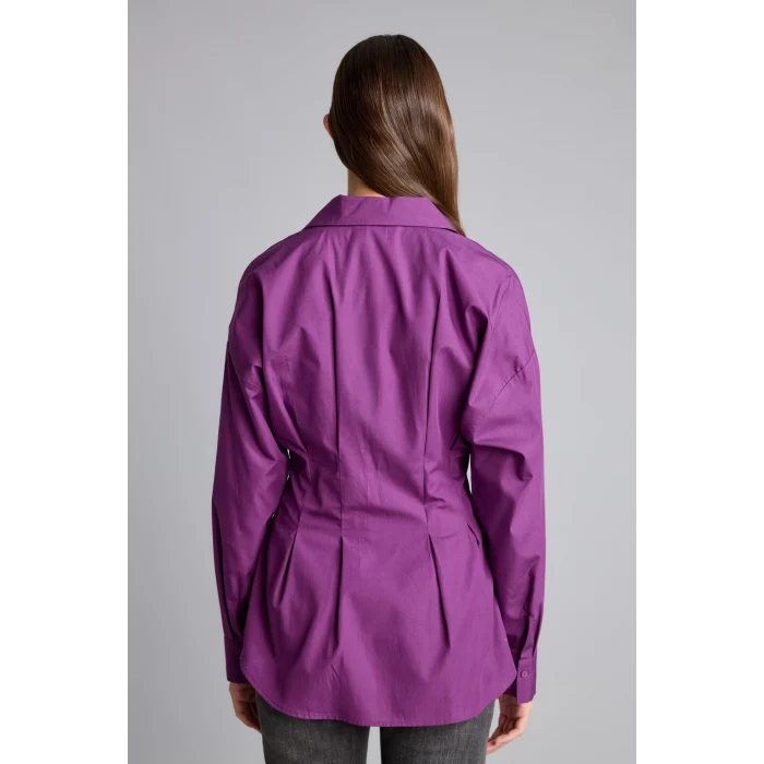 Defacto G8610AXPR201 Mor %100 Pamuk Fıtted Poplin Gömlek