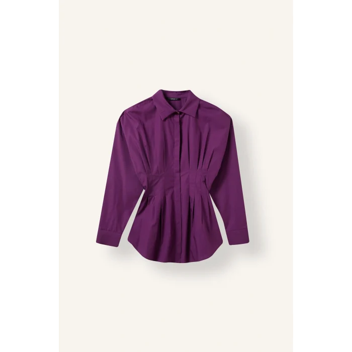 Defacto G8610AXPR201 Mor %100 Pamuk Fıtted Poplin Gömlek