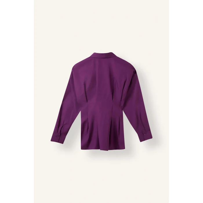 Defacto G8610AXPR201 Mor %100 Pamuk Fıtted Poplin Gömlek