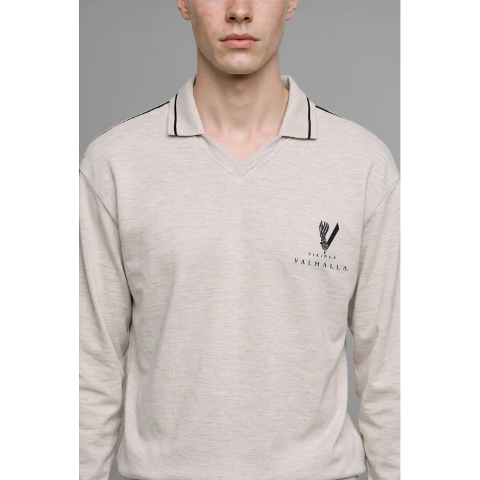 Defacto H1527AXGR369 Gri Vıkıngs Valhalla Boxy Fıt Baskılı Sweatshırt