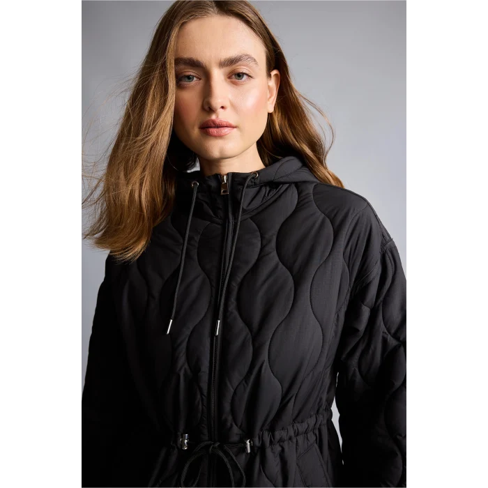 Defacto H3827AXBK81 Siyah Regular Fit Su İtici Kapüşonlu Kapitone Fermuarlı Mont