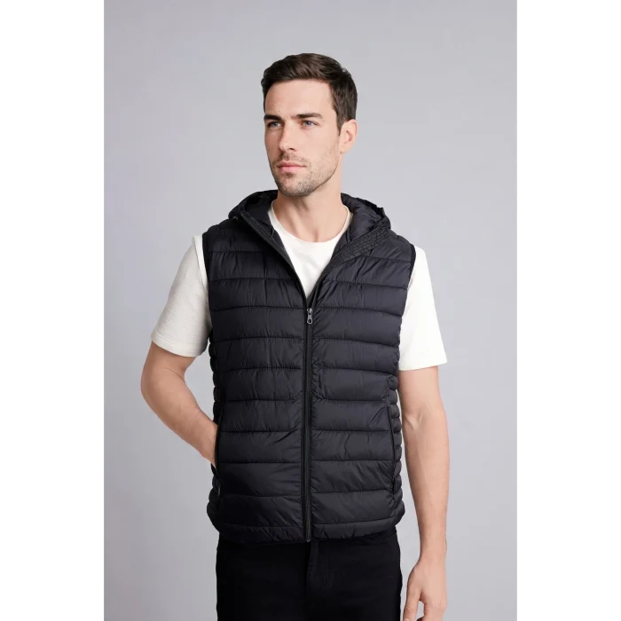 Defacto N4652AZBK27 Siyah Su İtici Slim Fit Kapüşonlu Yelek