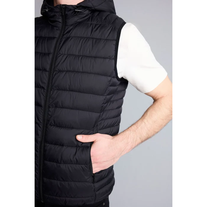 Defacto N4652AZBK27 Siyah Su İtici Slim Fit Kapüşonlu Yelek