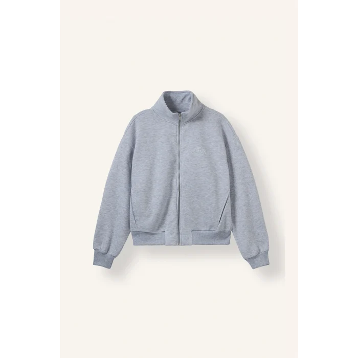 Defacto I3302AXGR93 Gri Regular Fit Yarım Balıkçı Yaka Fermuarlı Cepli Sweatshirt Hırka