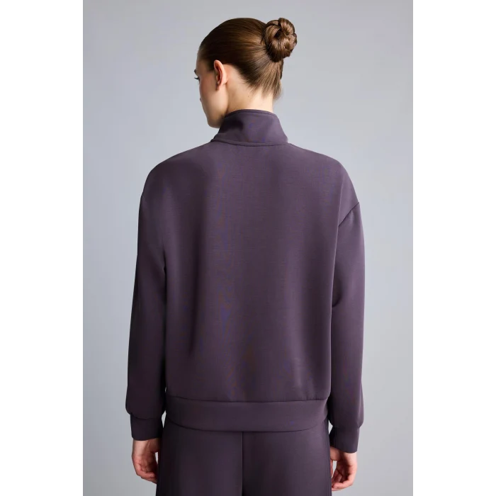 Defacto H4537AXPR467 Mor Ultra Yumuşak Standart Fit Yarım Fermuarlı Biyeli Dik Yaka Modal Sporcu Basic Sweatshirt
