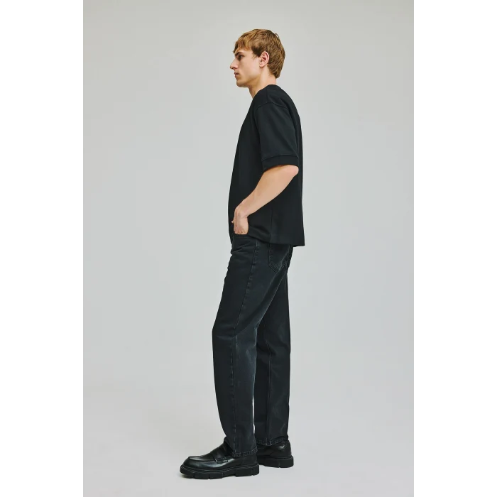 Defacto I6062AXNM40 Siyah Straight Fıt Normal Bel Boru Paça Jean Pantolon