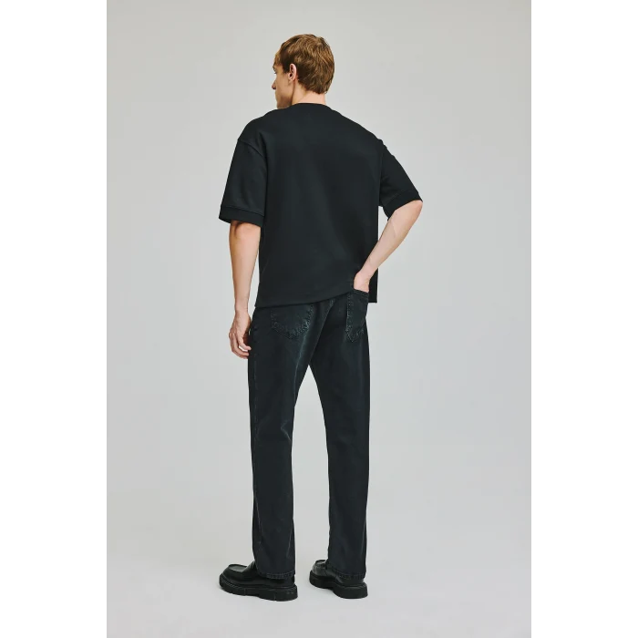 Defacto I6062AXNM40 Siyah Straight Fıt Normal Bel Boru Paça Jean Pantolon