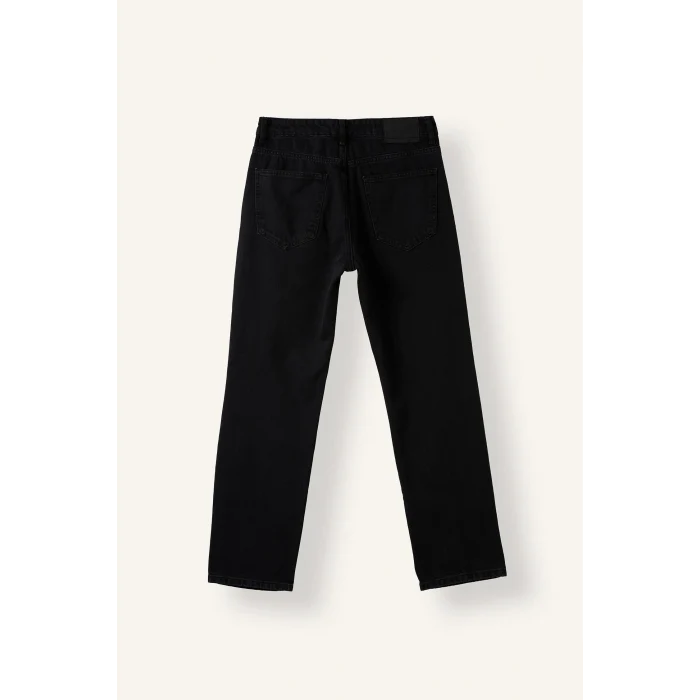 Defacto I6062AXNM40 Siyah Straight Fıt Normal Bel Boru Paça Jean Pantolon