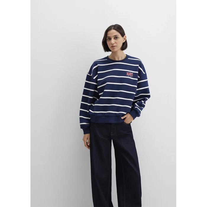 Mavi 1S10456-84634 Çizgili Lacivert Sweatshirt