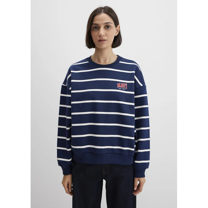 Mavi 1S10456-84634 Çizgili Lacivert Sweatshirt