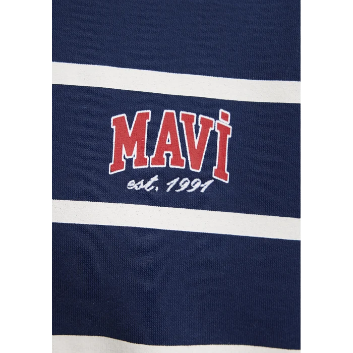 Mavi 1S10456-84634 Çizgili Lacivert Sweatshirt