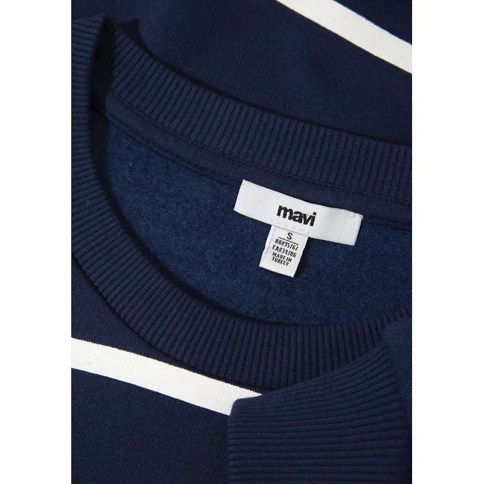 Mavi 1S10456-84634 Çizgili Lacivert Sweatshirt