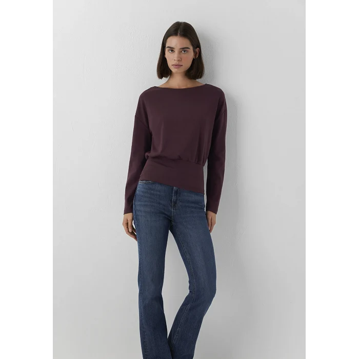 Mavi 1620088-70223 Bel Detaylı Kayık Yaka Bordo Top