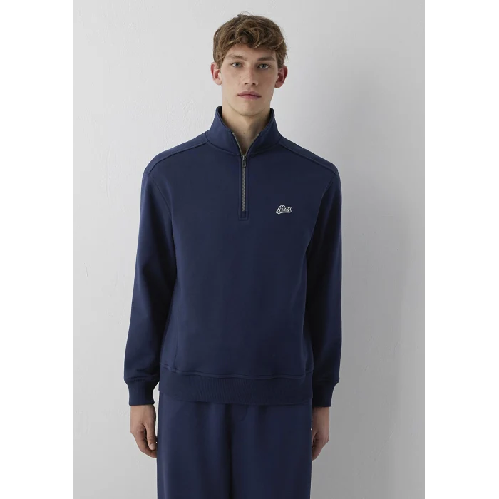 Mavi 0S10613-70490 Mavi Patch Nakışlı Yarı Fermuarlı Lacivert Sweatshirt