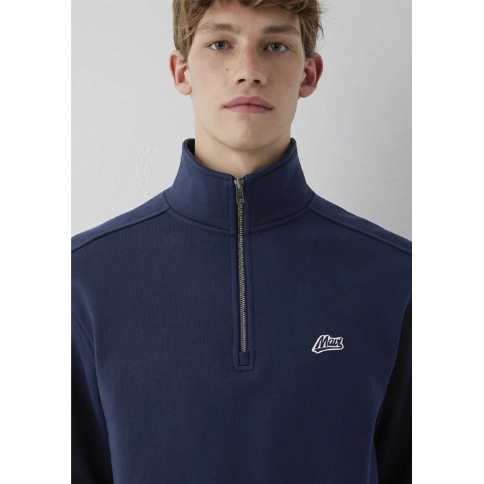 Mavi 0S10613-70490 Mavi Patch Nakışlı Yarı Fermuarlı Lacivert Sweatshirt
