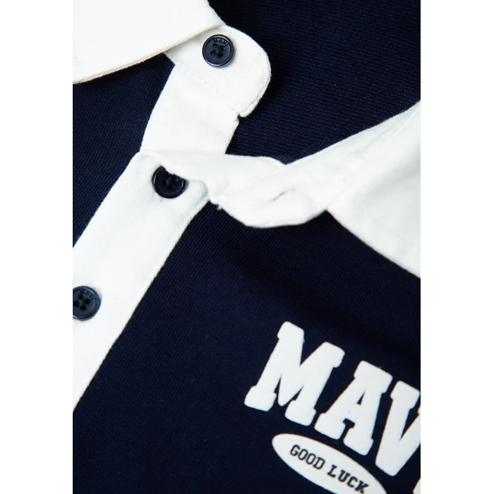 Mavi 6S10185-84371 Mavi Logo Baskılı Lacivert Polo Sweatshirt