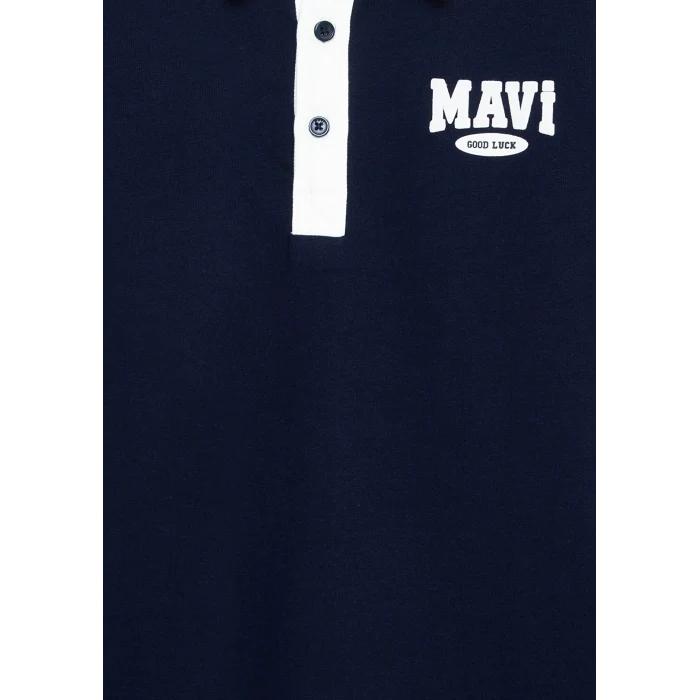 Mavi 6S10185-84371 Mavi Logo Baskılı Lacivert Polo Sweatshirt
