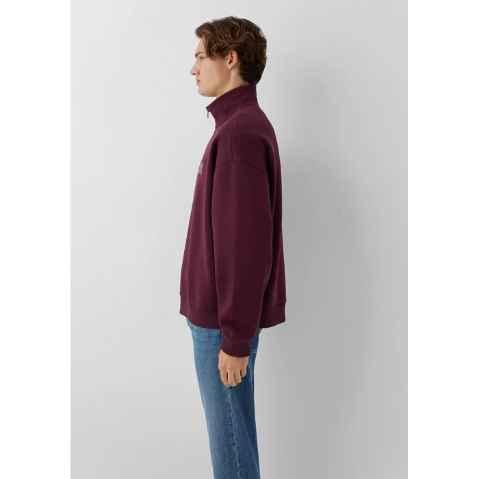 Mavi 0S10208-70434 Mavi Logo Baskılı Yarı Fermuarlı Bordo Sweatshirt