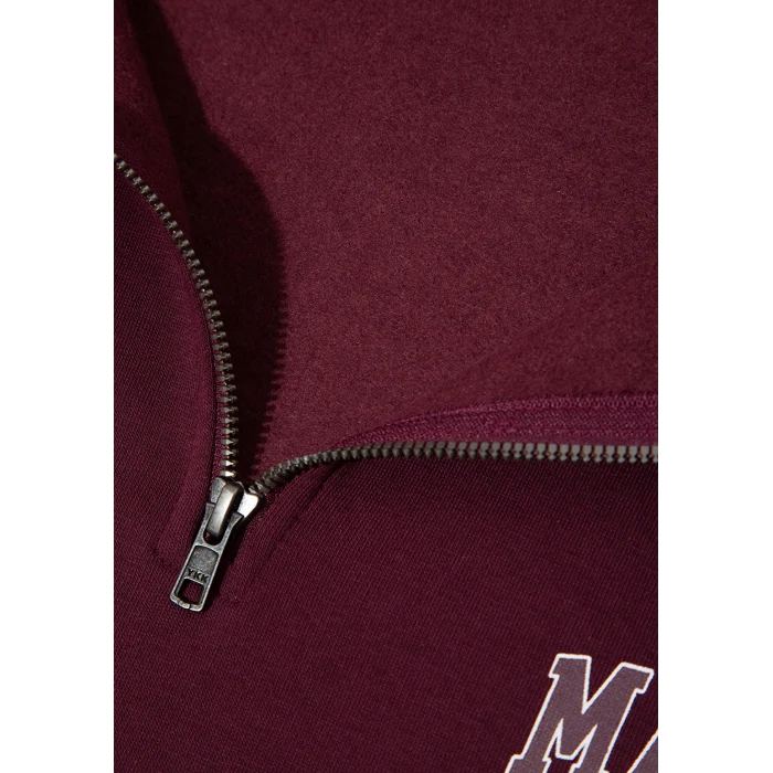 Mavi 0S10208-70434 Mavi Logo Baskılı Yarı Fermuarlı Bordo Sweatshirt