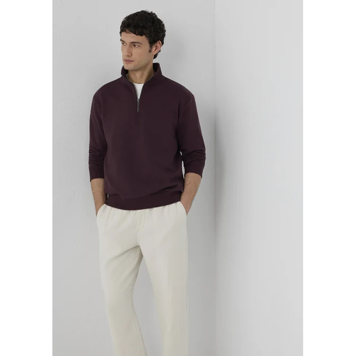 Mavi 0S20027-70223 Yarı Fermuarlı Bordo Sweatshirt