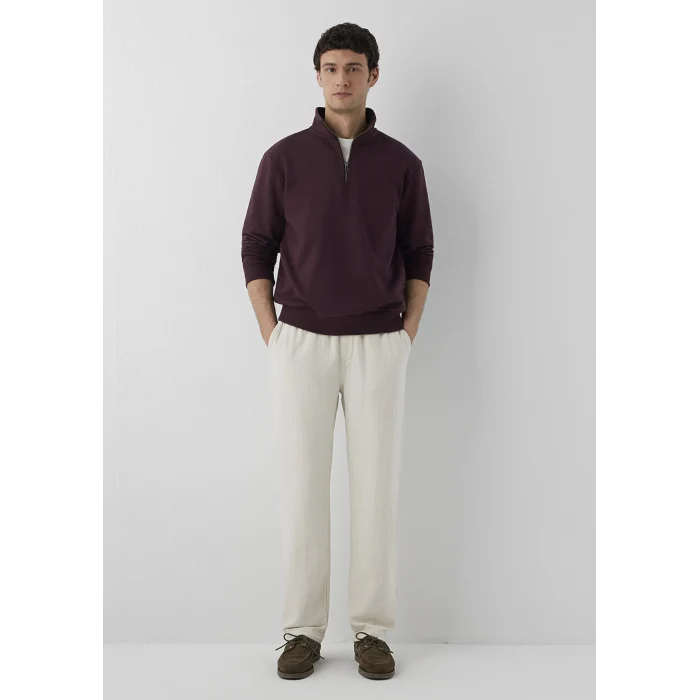 Mavi 0S20027-70223 Yarı Fermuarlı Bordo Sweatshirt