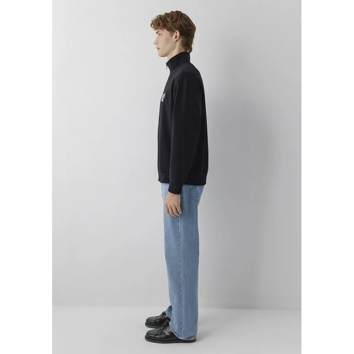 Mavi 0S10655-900 Mavi Logo Baskılı Fermuarlı Siyah Sweatshirt