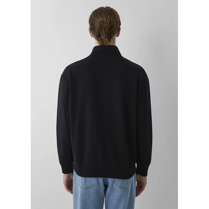 Mavi 0S10655-900 Mavi Logo Baskılı Fermuarlı Siyah Sweatshirt