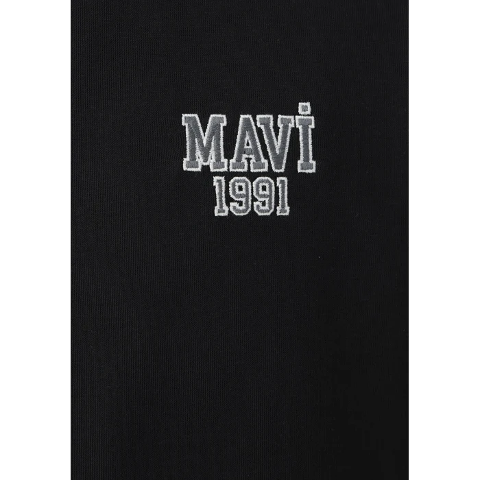 Mavi 0S10655-900 Mavi Logo Baskılı Fermuarlı Siyah Sweatshirt