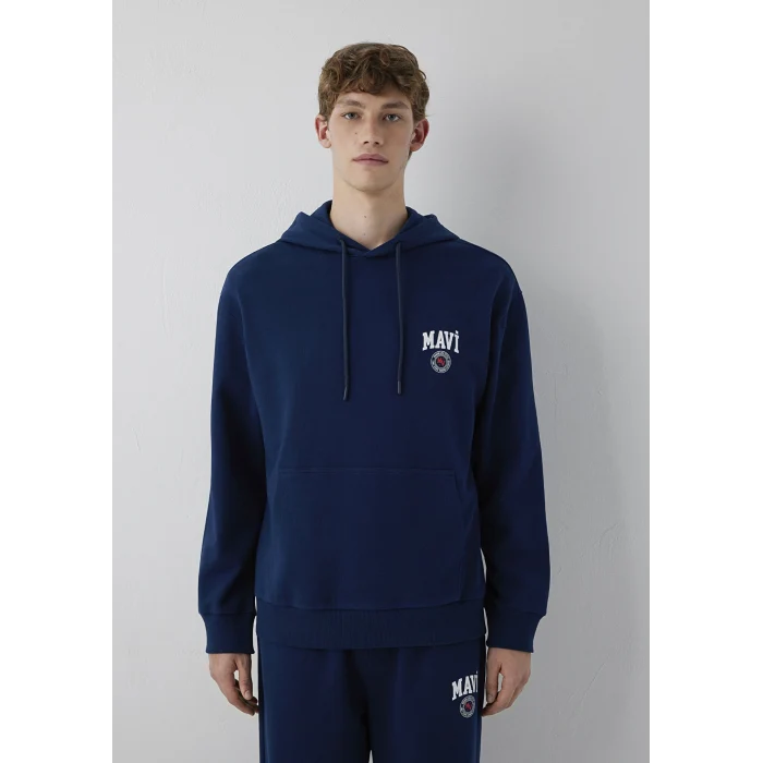 Mavi 0S10656-89353 Mavi Logo Baskılı Kapüşonlu Lacivert Sweatshirt