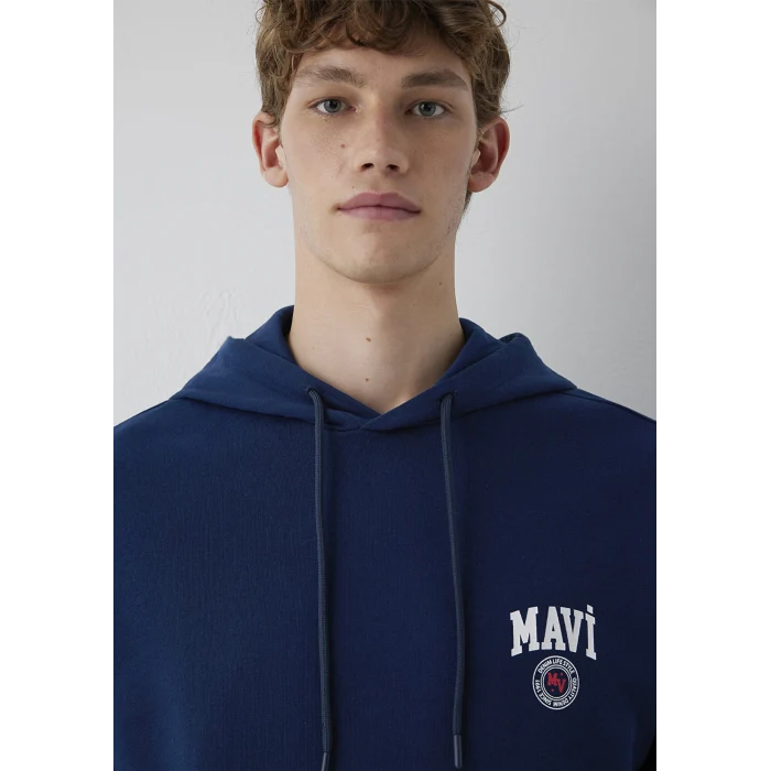 Mavi 0S10656-89353 Mavi Logo Baskılı Kapüşonlu Lacivert Sweatshirt